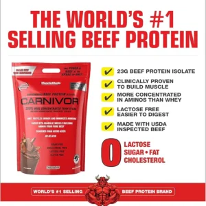 Musclemeds Carnivor Beef Protein Isolate 100 Servings Bag 100% Beef Protein - Image 3