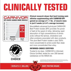 Musclemeds Carnivor Beef Protein Isolate 100 Servings Bag 100% Beef Protein - Image 5